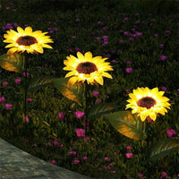 1Pc Sunflower Solar Lights Outdoor Decor with 3 Led Sunflower Yellow Flower Lights Decorative Waterproof for Garden Decoration